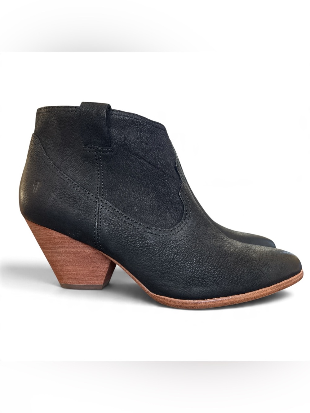 Frye Reina Black Leather Side Zip Ankle Booties Women’s Size 9.5 M 3475038-BLK